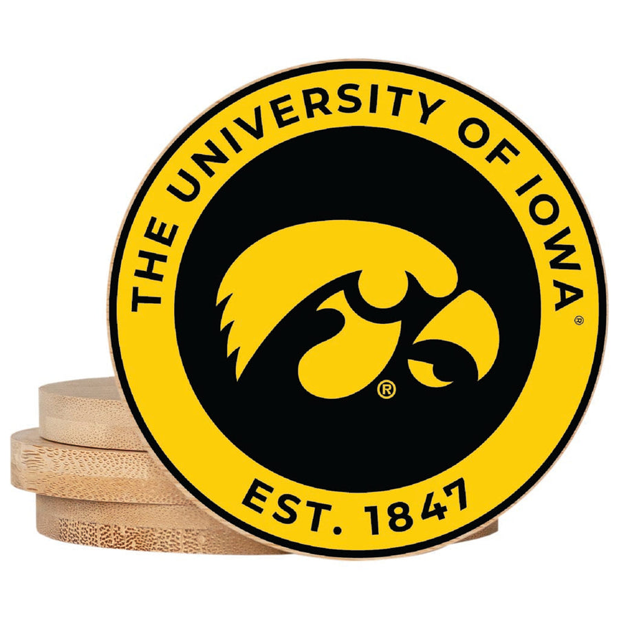 Iowa Hawkeyes Coaster Wooden 3.5 x 3.5-Inch 4 Pack Officially Licensed Collegiate Product Image 1