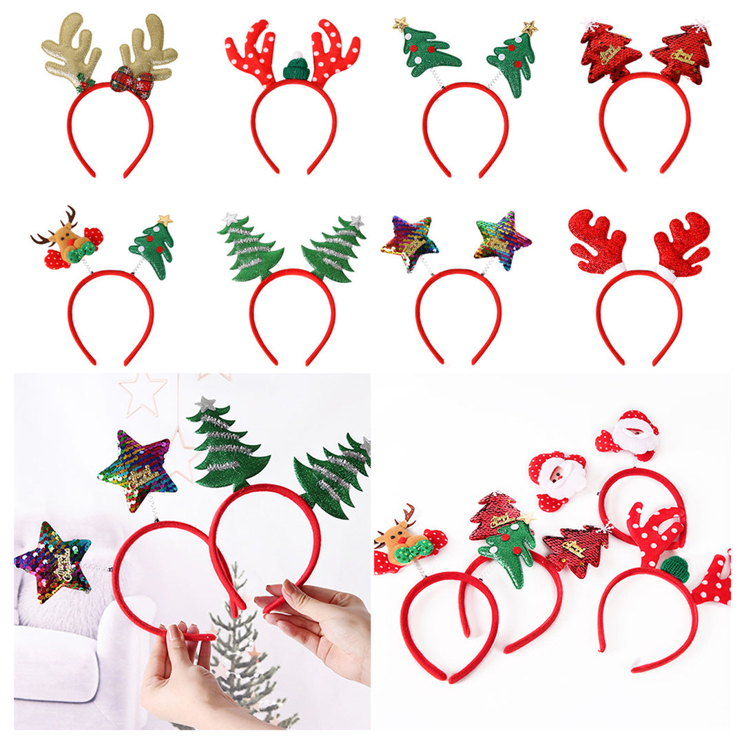 Christmas Headband Reindeer Antler Santa Tree Star Hairband Holiday Dress-up Hair Hoop Party Cosplay Accessory Image 1