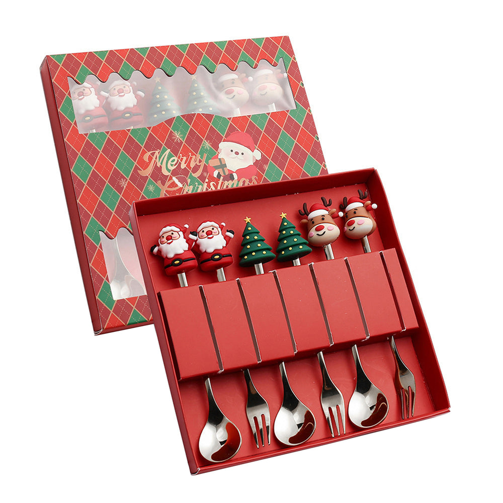 Christmas Spoon Cutlery Set Stainless Steel Dinner Forks Dessert Fruit Ice Cream Cake Forks Doll Tableware Gift Box Image 2