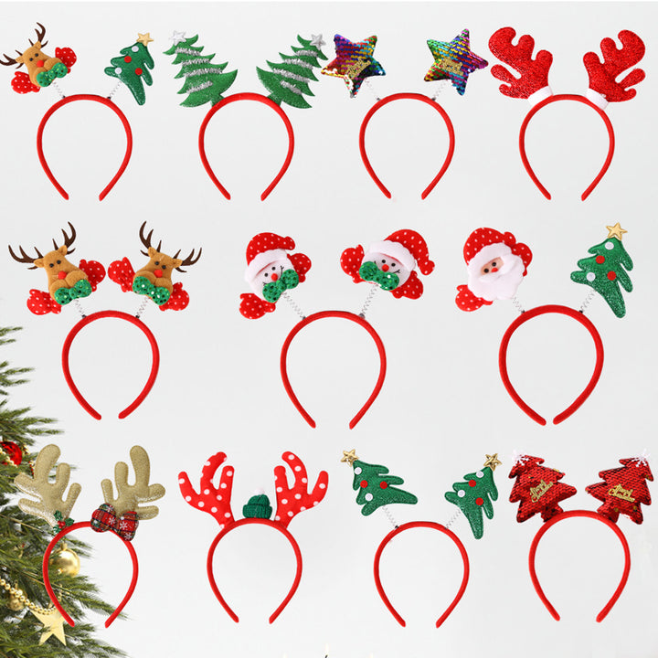 Christmas Headband Reindeer Antler Santa Tree Star Hairband Holiday Dress-up Hair Hoop Party Cosplay Accessory Image 8