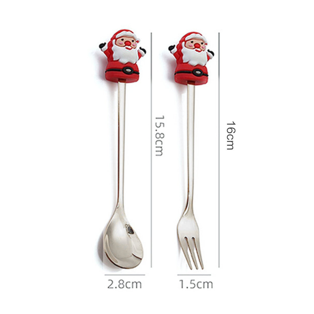 Christmas Spoon Cutlery Set Stainless Steel Dinner Forks Dessert Fruit Ice Cream Cake Forks Doll Tableware Gift Box Image 11