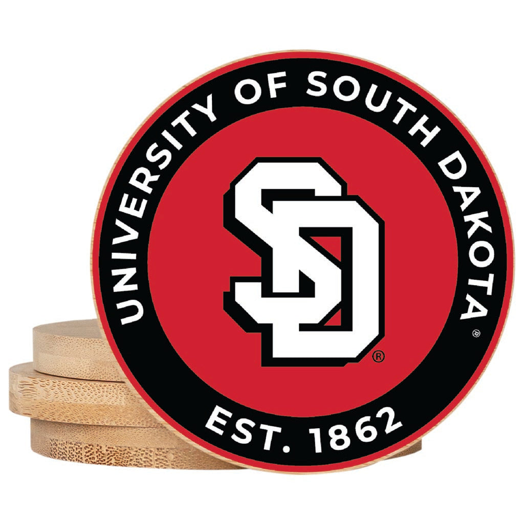 South Dakota Coyotes Coaster Wooden 3.5 x 3.5-Inch 4 Pack Officially Licensed Collegiate Product Image 1