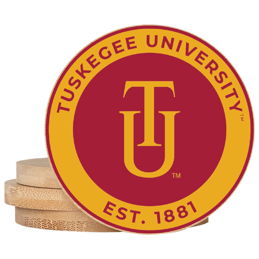 Tuskegee University Coaster Wooden 3.5 x 3.5-Inch 4 Pack Officially Licensed Collegiate Product Image 1