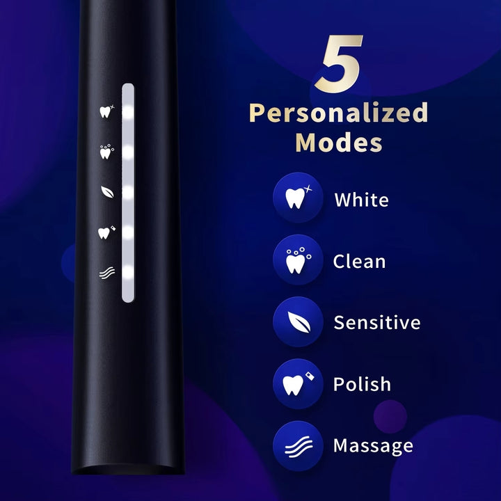 USB Rechargeable Sonic Electric Toothbrush with 8 Replacement Heads - Ultrasonic Teeth Cleaning Image 3