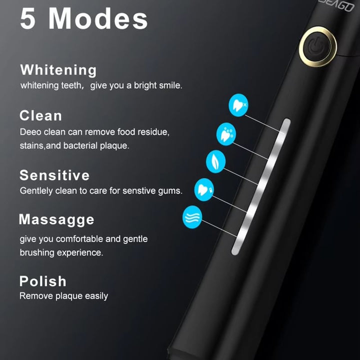 USB Rechargeable Sonic Electric Toothbrush with 8 Replacement Heads - Ultrasonic Teeth Cleaning Image 4