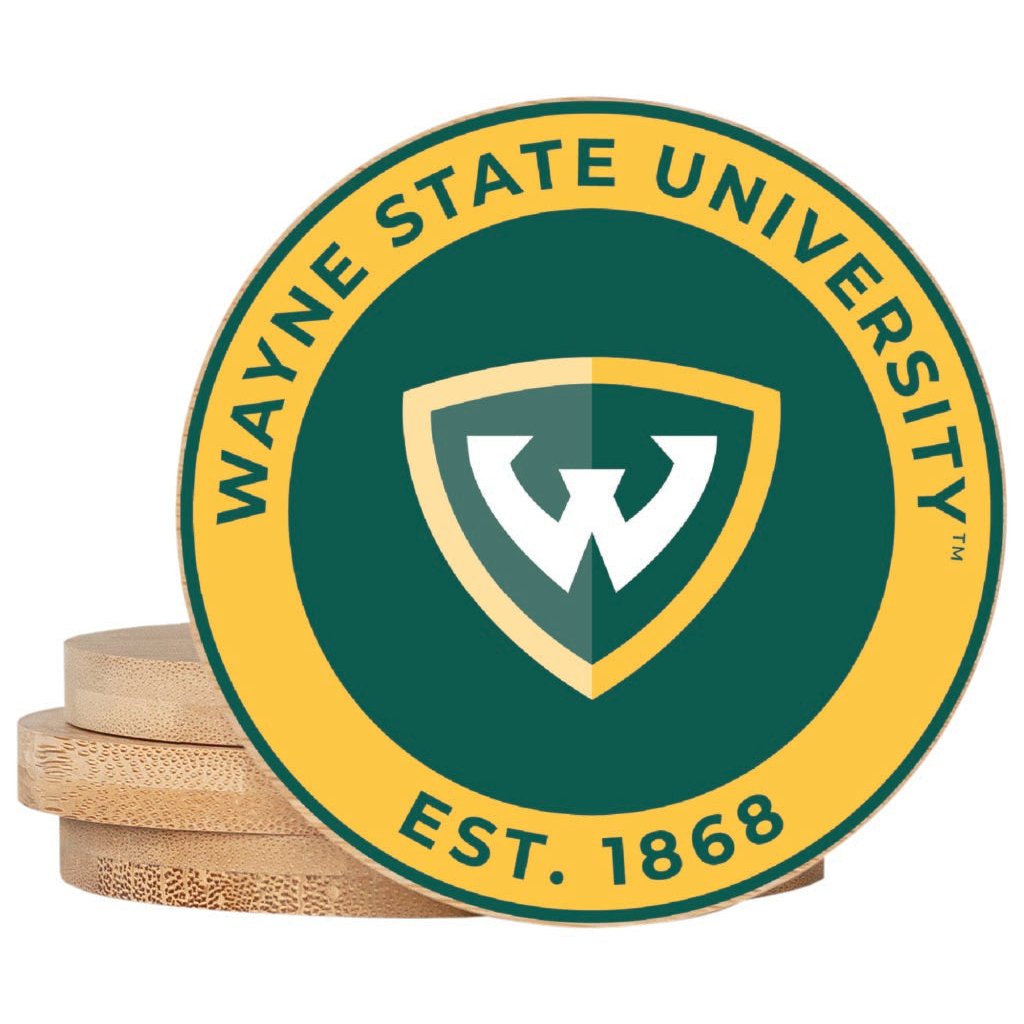 Wayne State Coaster Wooden 3.5 x 3.5-Inch 4 Pack Officially Licensed Collegiate Product Image 1