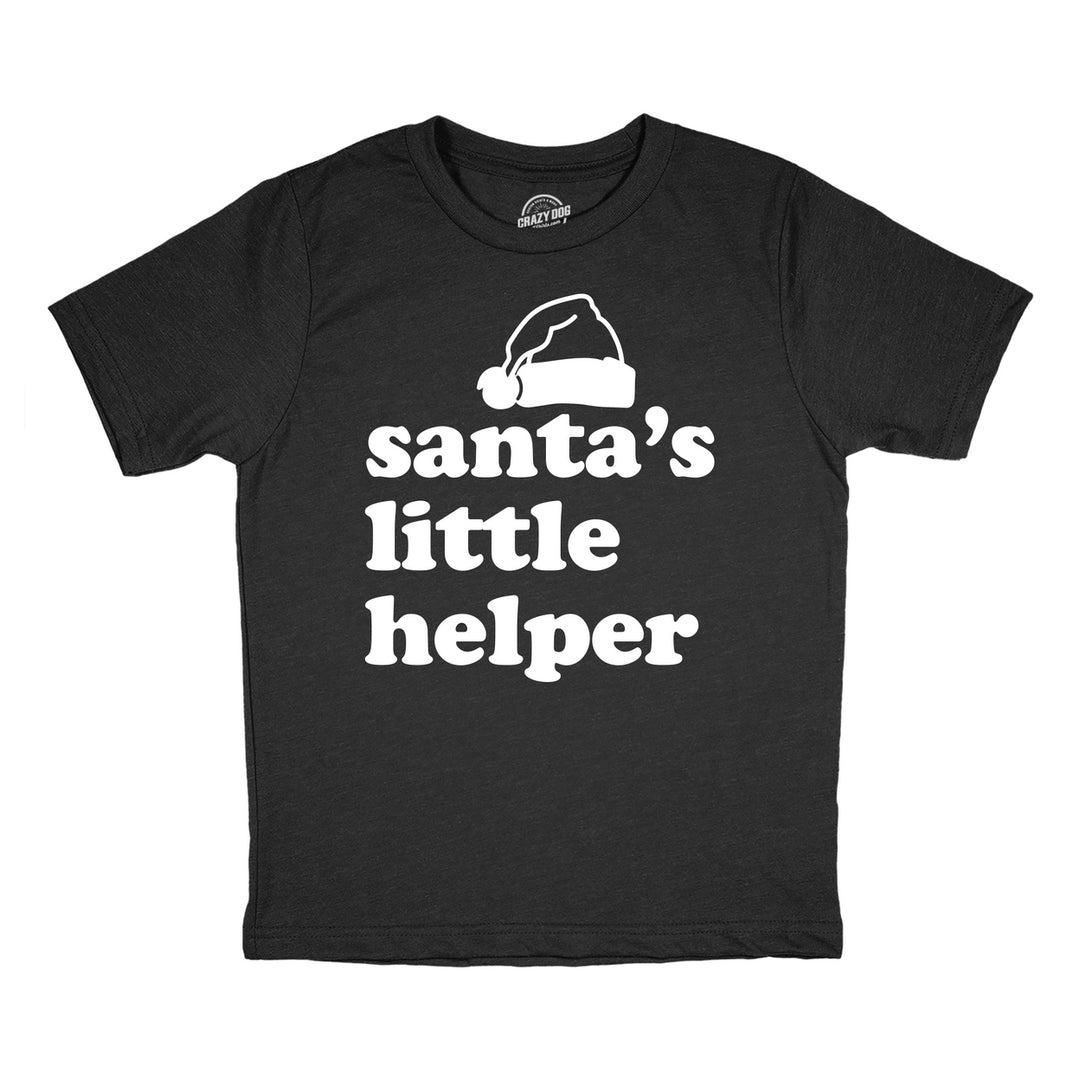 Youth Funny T Shirts Santas Little Helper Funny Christmas Graphic Novelty Tee For Kids Image 1