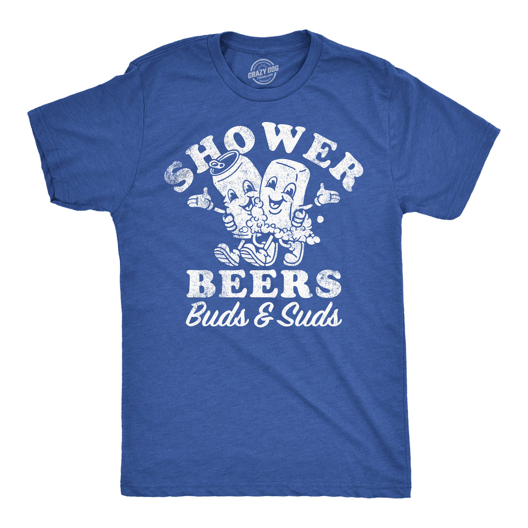 Mens Funny T Shirts Shower Beers Buds And Suds Sarcastic Drinking Graphic Tee For Men Image 1