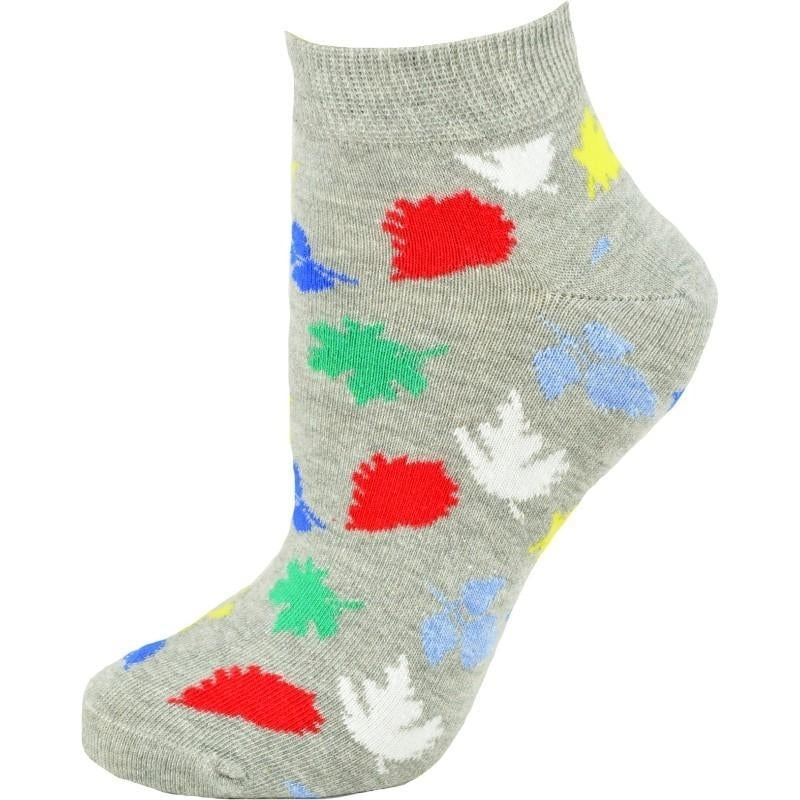 Leaf Pattern Ankle Cotton Socks Image 1