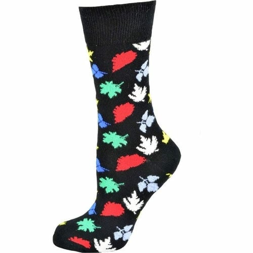 Leaves Pattern Cotton Crew Socks Image 3