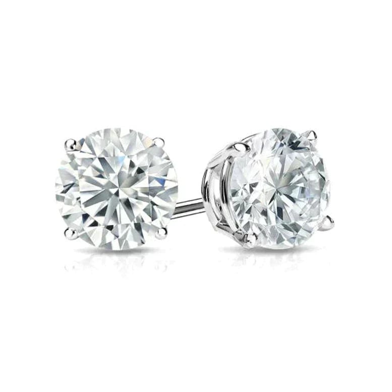 14k White Yellow Rose Solid Gold 1/4 Carat Round Created Diamond 4 Prong Solitaire Stud Earrings 4mm Image 2