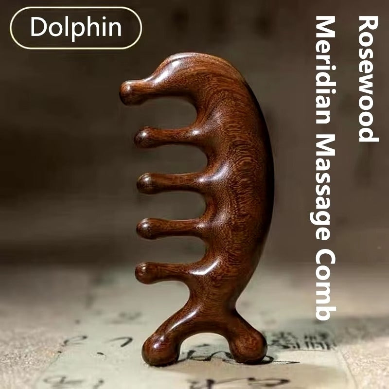 Sandalwood Dolphin Massage Comb - Meridian Acupressure Tool Image 1