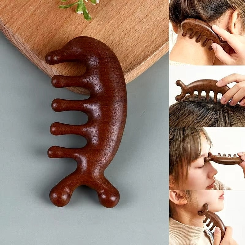 Sandalwood Dolphin Massage Comb - Meridian Acupressure Tool Image 2