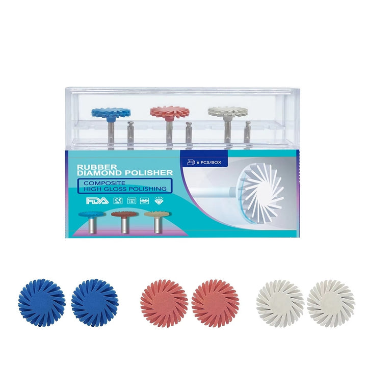 6Pcs Dental Rubber Polisher Composite Resin Polishing Discs - 14mm Wheel Image 1