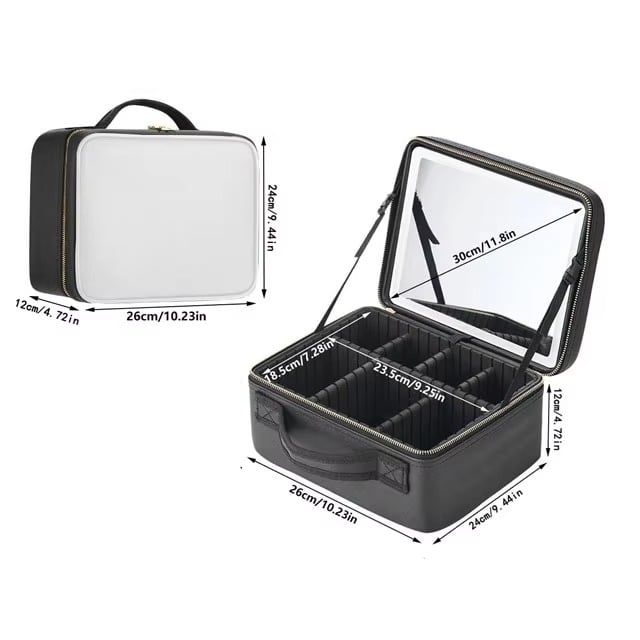 Smart LED Makeup Case with Mirror Large Capacity Travel Cosmetic Bag Image 8