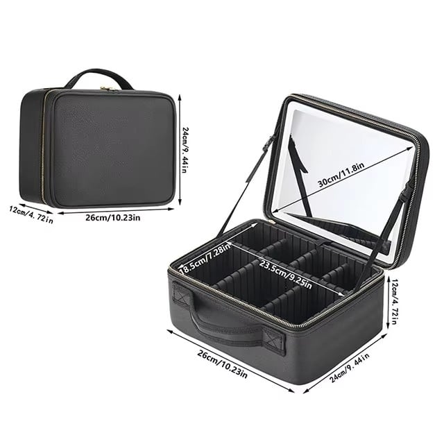 Smart LED Makeup Case with Mirror Large Capacity Travel Cosmetic Bag Image 9