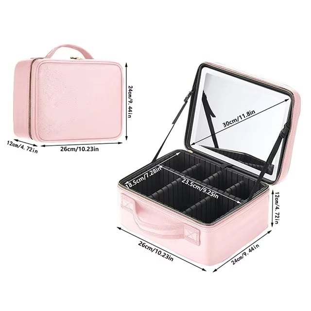 Smart LED Makeup Case with Mirror Large Capacity Travel Cosmetic Bag Image 10