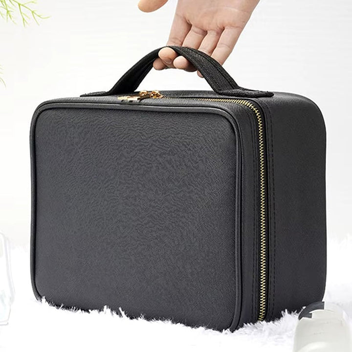 Smart LED Makeup Case with Mirror Large Capacity Travel Cosmetic Bag Image 11