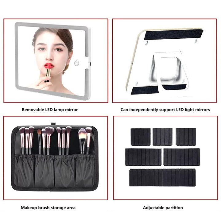 Smart LED Makeup Case with Mirror Large Capacity Travel Cosmetic Bag Image 12