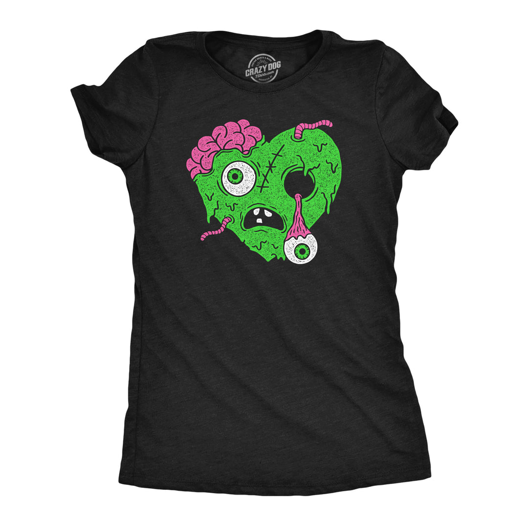 Womens Funny T Shirts Zombie Heart Sarcastic Halloween Graphic Novelty Tee For Ladies Image 1