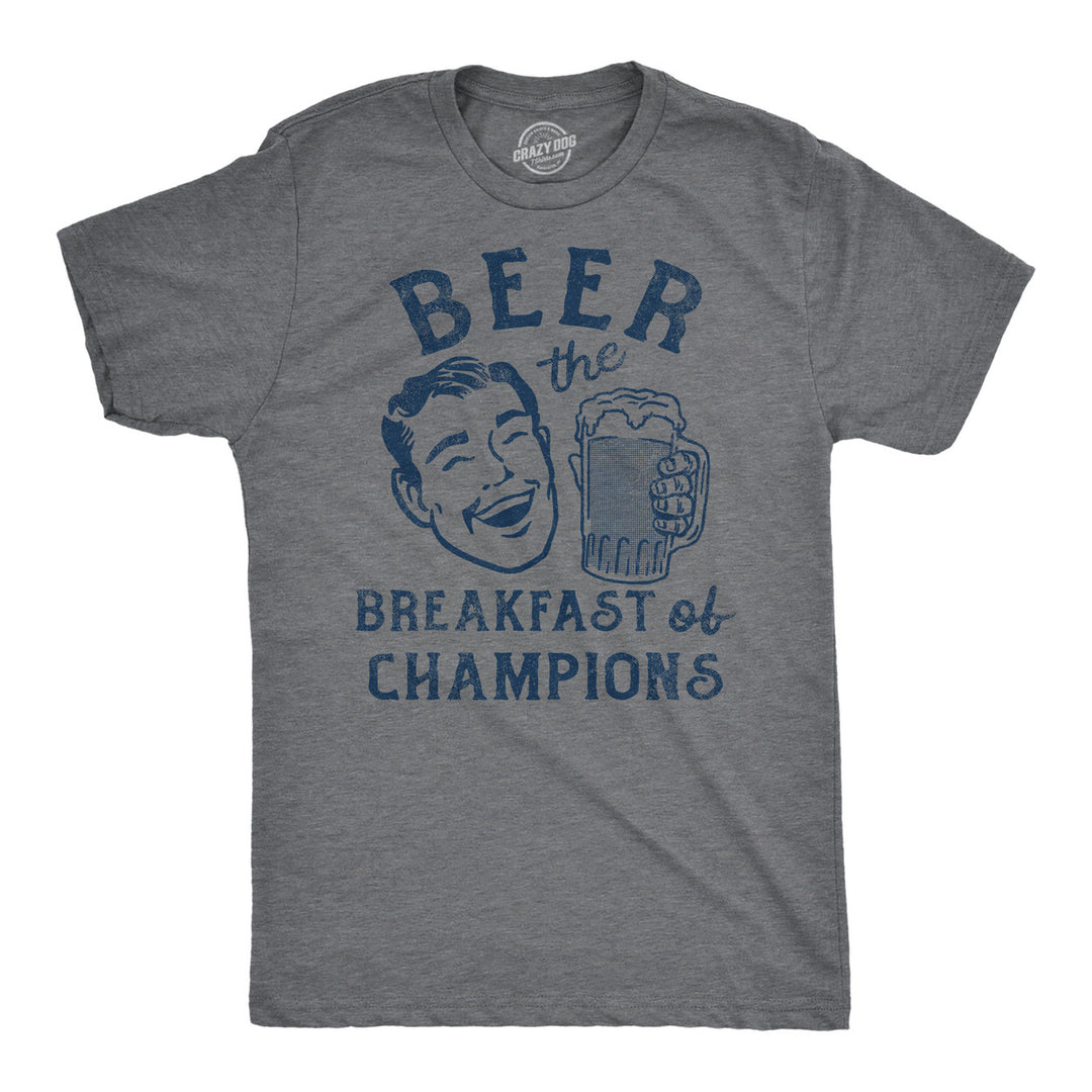 Mens Beer The Breakfast Of Champions T Shirt Funny Drinking Partying Drunk Joke Tee For Guys Image 3