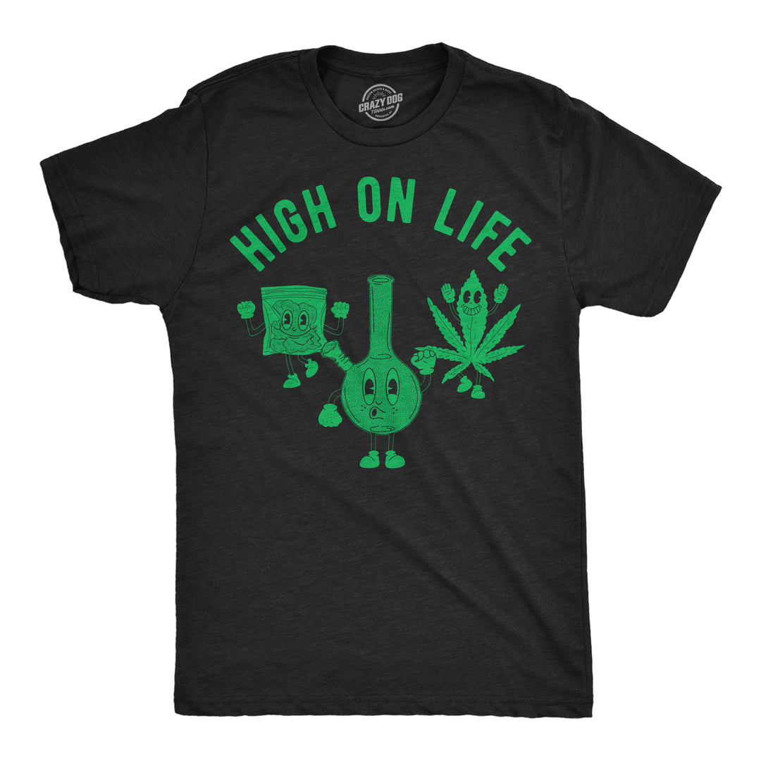 Mens Funny T Shirts High On Life 420 Smokers Graphic Tee For Men Image 3