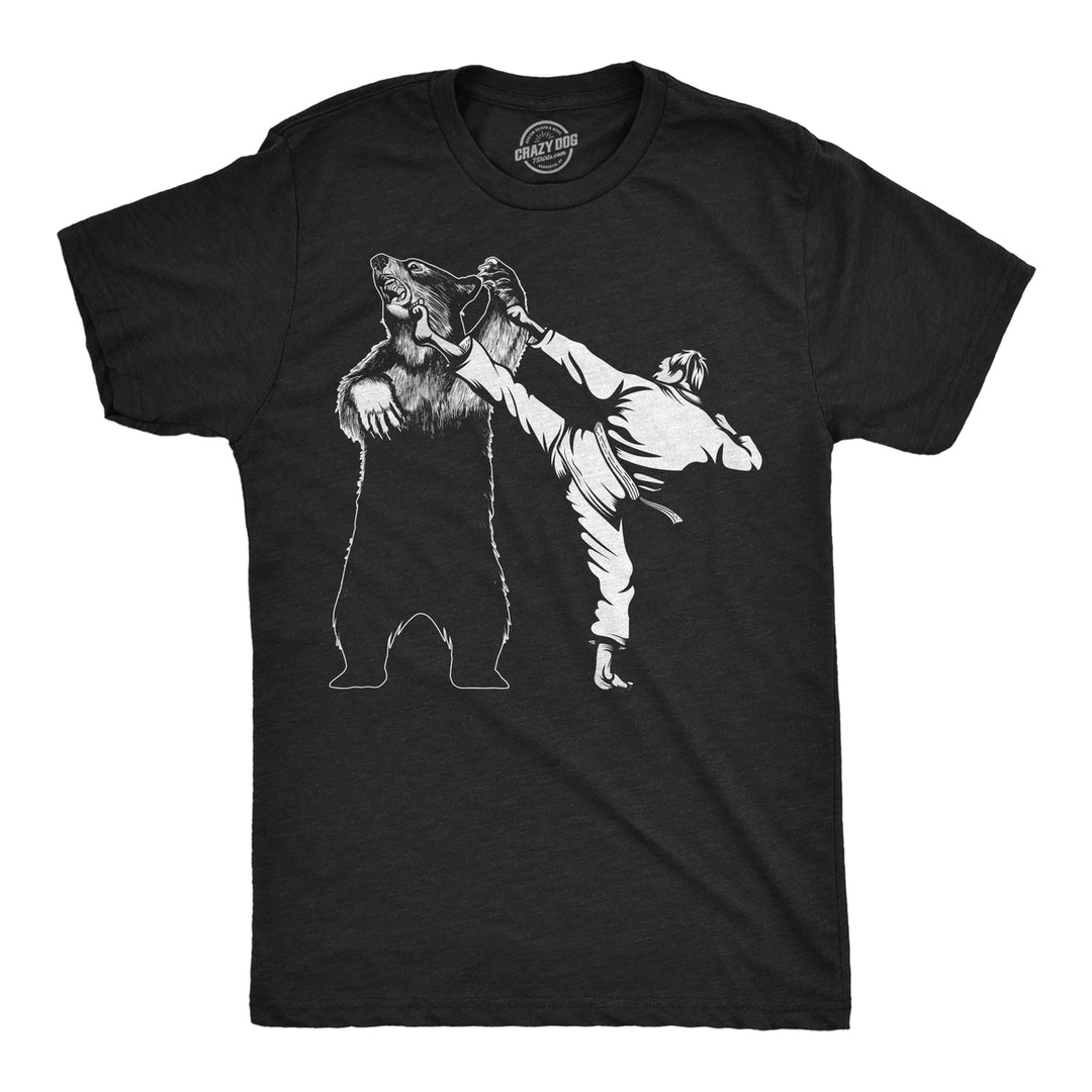 Mens Funny T Shirts Karate Kicked Bear Sarcastic Fighting Graphic Tee Image 3