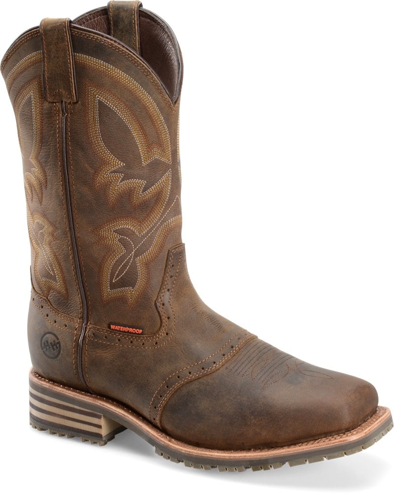 Double-H Boots Mens 11 Jeyden Waterproof Wide Square ICE Roper Western Boot Tan Crazy Horse - DH4124 TAN CRAZY HORSE Image 1