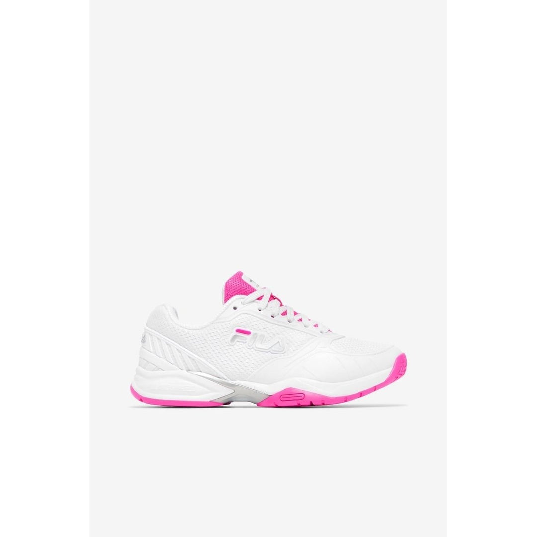 FILA Womens Volley Zone Volleyball Shoe White/Pink/White - 5PM00594-155 WHT/KOPK/WHT Image 1