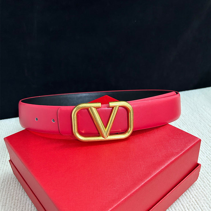 Fashion Women Smooth Letter Buckle Leather Belt Width 4.0cm Image 4