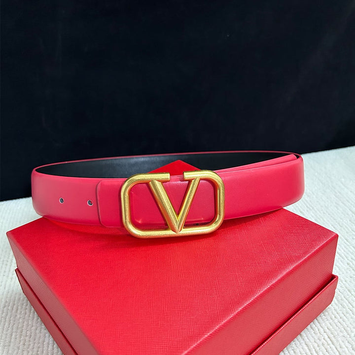 Fashion Women Smooth Letter Buckle Leather Belt Width 4.0cm Image 1