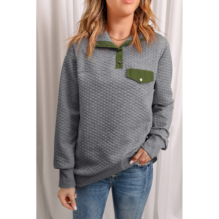 Everleigh Quilted Snap Neck Sweatshirt Image 1