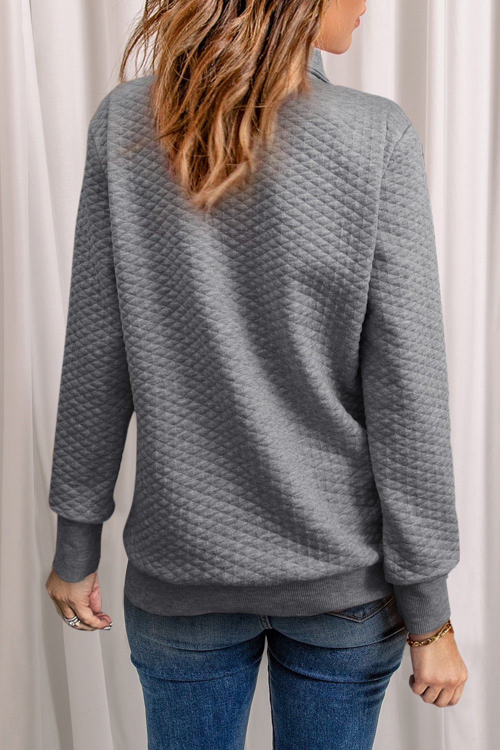 Everleigh Quilted Snap Neck Sweatshirt Image 2