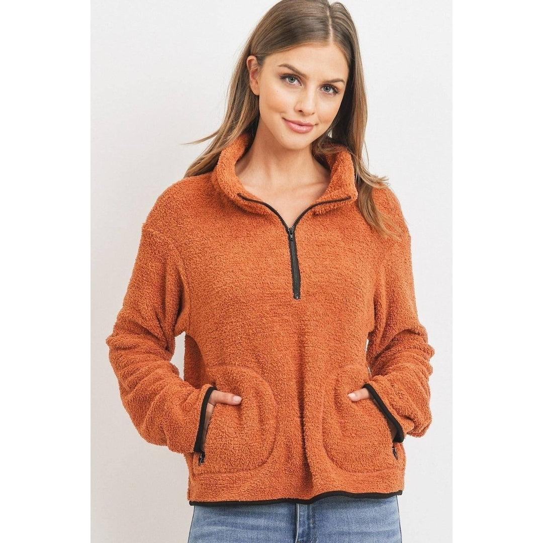 Long Sleeve Half Zipper Pullover Loopie Terry Image 1