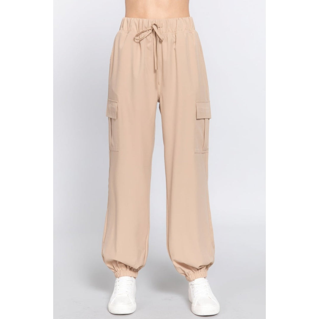 Light Weight Stretch Woven Cargo Jogger Pants Image 1