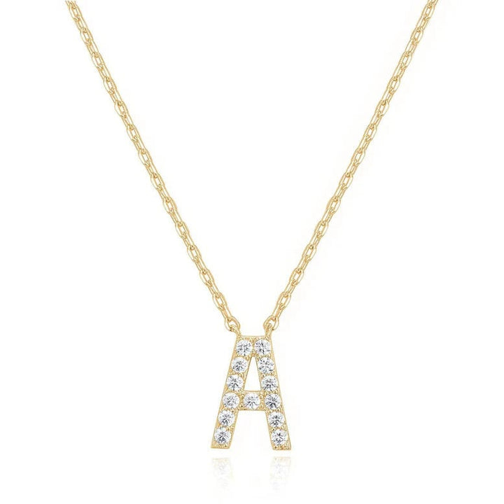 Paris Jewelry 18K Yellow Gold A-J Alphabet Created White Sapphire Necklace Initial Plated Image 2