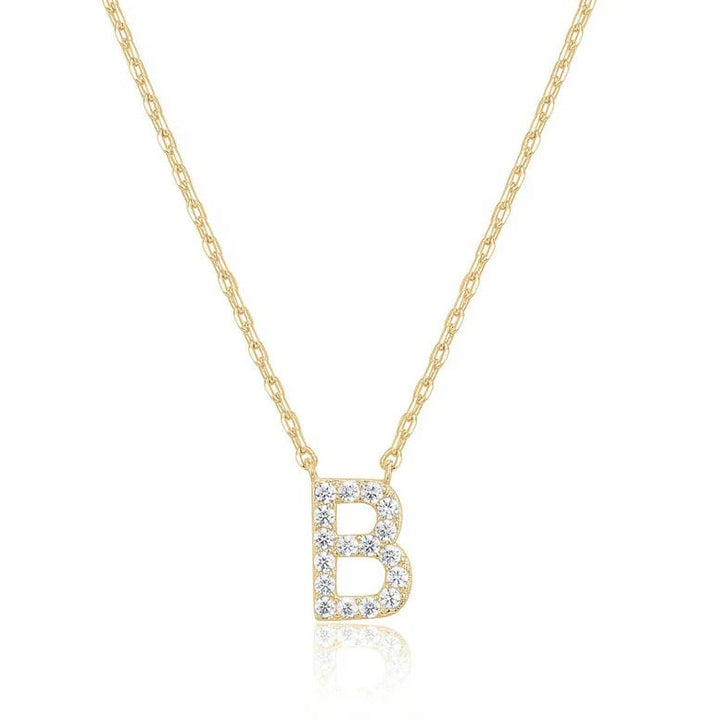 Paris Jewelry 18K Yellow Gold A-J Alphabet Created White Sapphire Necklace Initial Plated Image 3