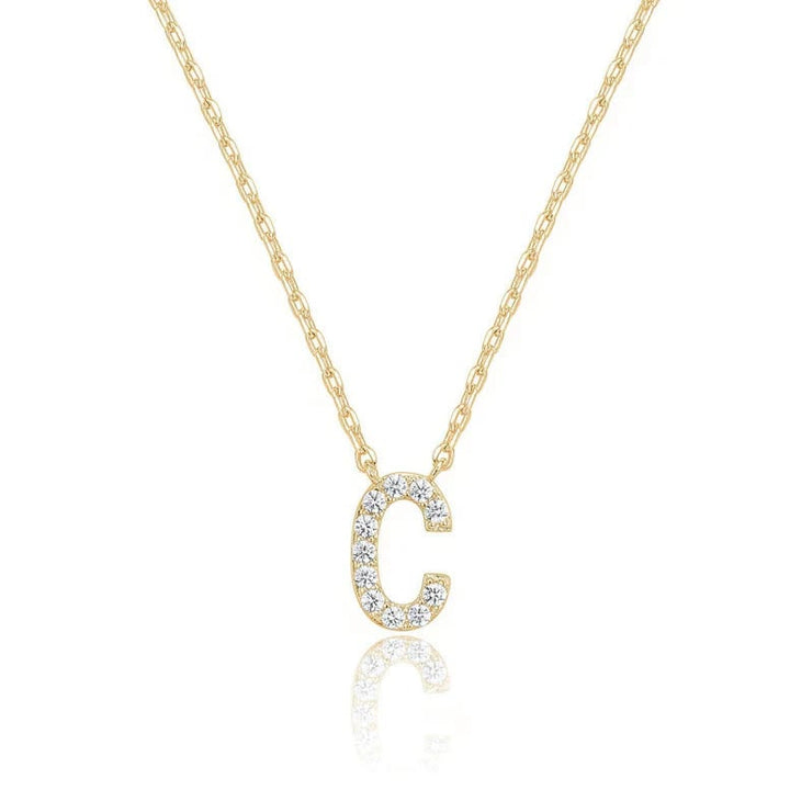 Paris Jewelry 18K Yellow Gold A-J Alphabet Created White Sapphire Necklace Initial Plated Image 1