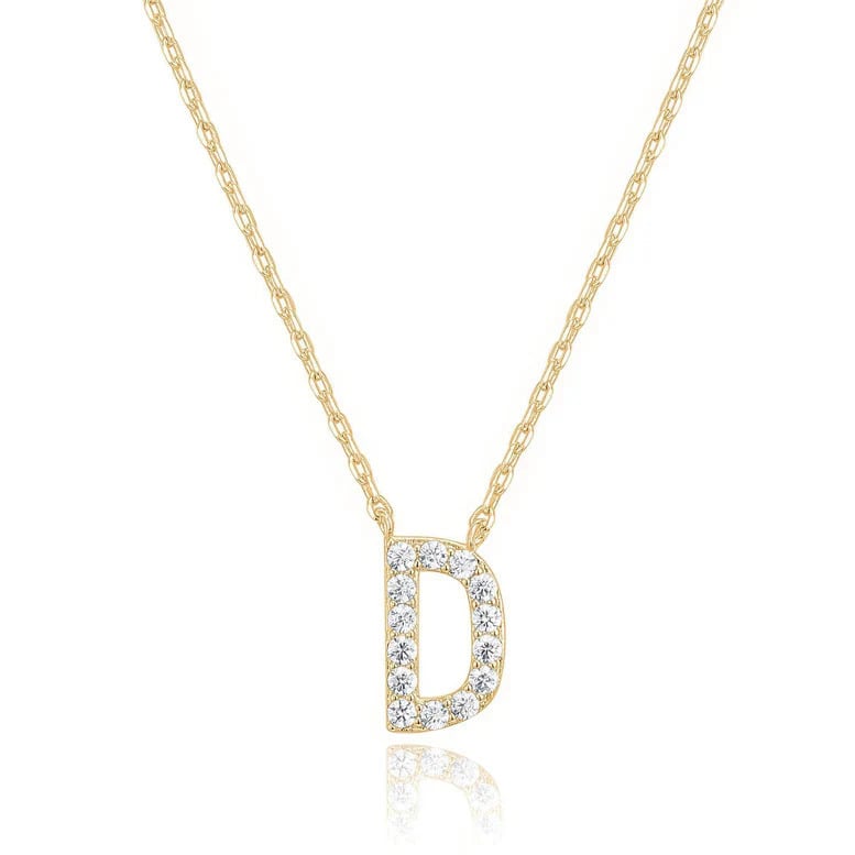 Paris Jewelry 18K Yellow Gold A-J Alphabet Created White Sapphire Necklace Initial Plated Image 4