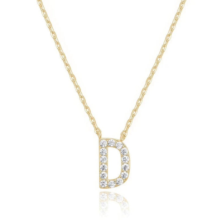 Paris Jewelry 18K Yellow Gold A-J Alphabet Created White Sapphire Necklace Initial Plated Image 4