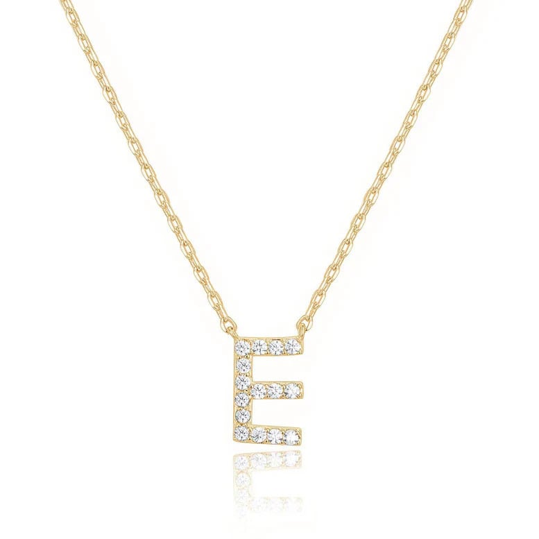 Paris Jewelry 18K Yellow Gold A-J Alphabet Created White Sapphire Necklace Initial Plated Image 6