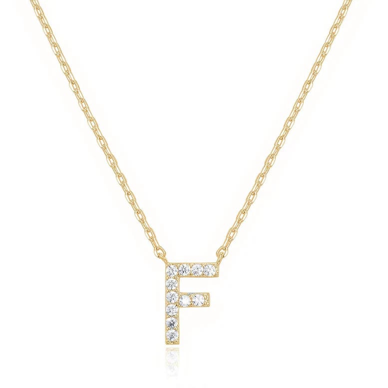 Paris Jewelry 18K Yellow Gold A-J Alphabet Created White Sapphire Necklace Initial Plated Image 7