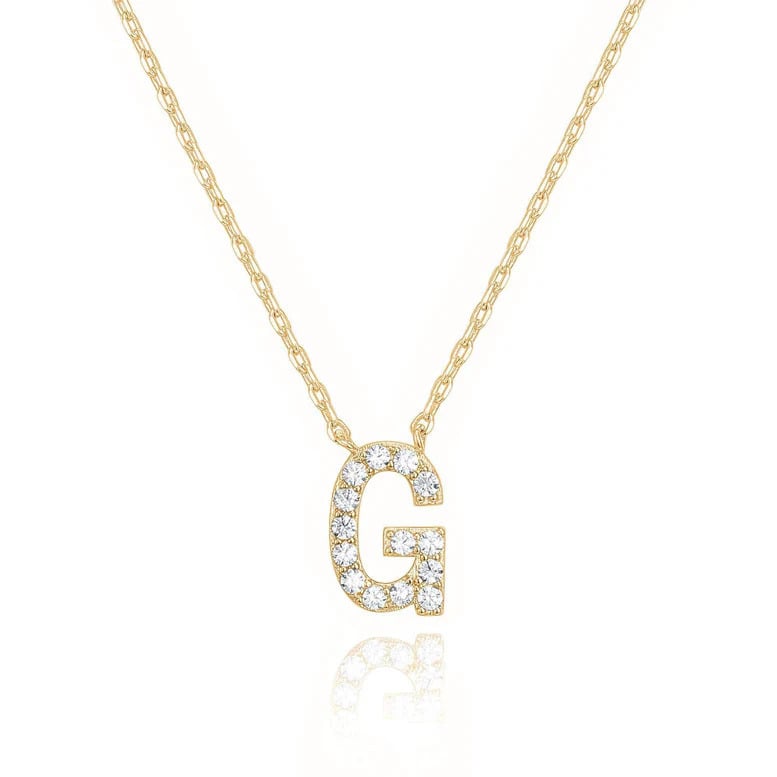 Paris Jewelry 18K Yellow Gold A-J Alphabet Created White Sapphire Necklace Initial Plated Image 8