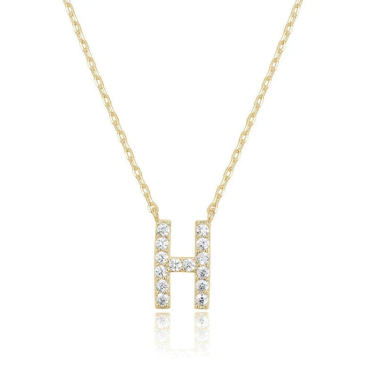 Paris Jewelry 18K Yellow Gold A-J Alphabet Created White Sapphire Necklace Initial Plated Image 9