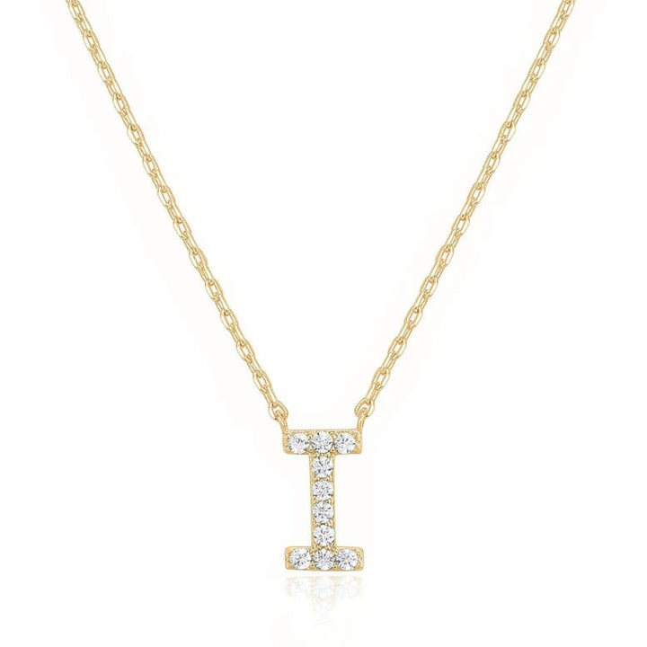 Paris Jewelry 18K Yellow Gold A-J Alphabet Created White Sapphire Necklace Initial Plated Image 10