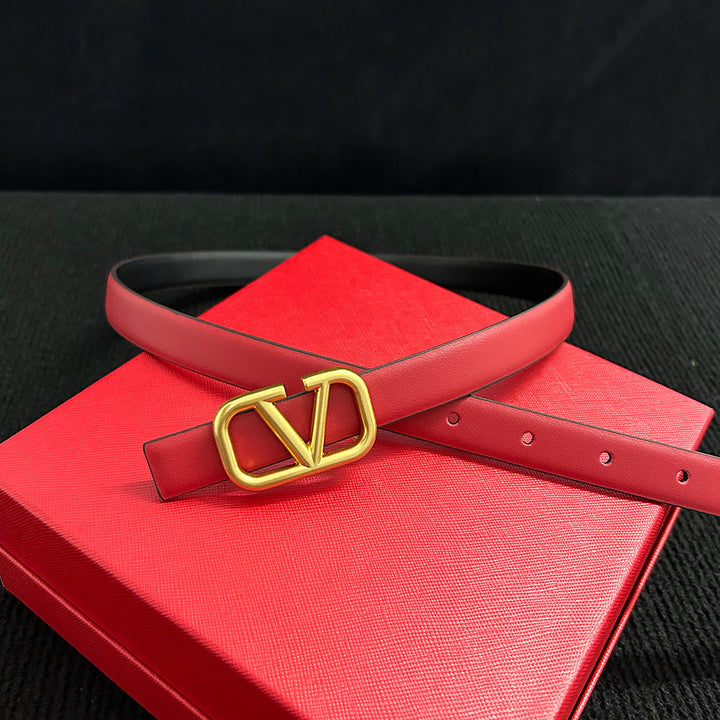 Fashion Women Letter Smooth Buckle Leather Belt Width 2.0cm Image 4