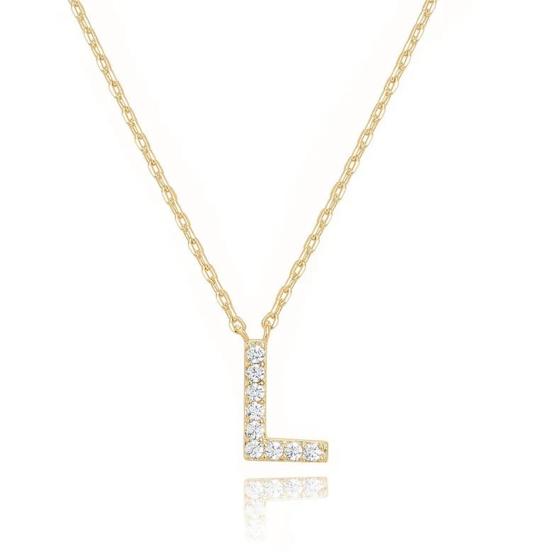 Paris Jewelry 18K Yellow Gold K-T Alphabet Created White Sapphire Necklace Initial Plated Image 3