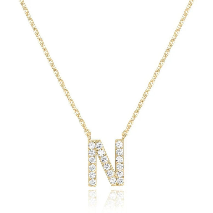 Paris Jewelry 18K Yellow Gold K-T Alphabet Created White Sapphire Necklace Initial Plated Image 4