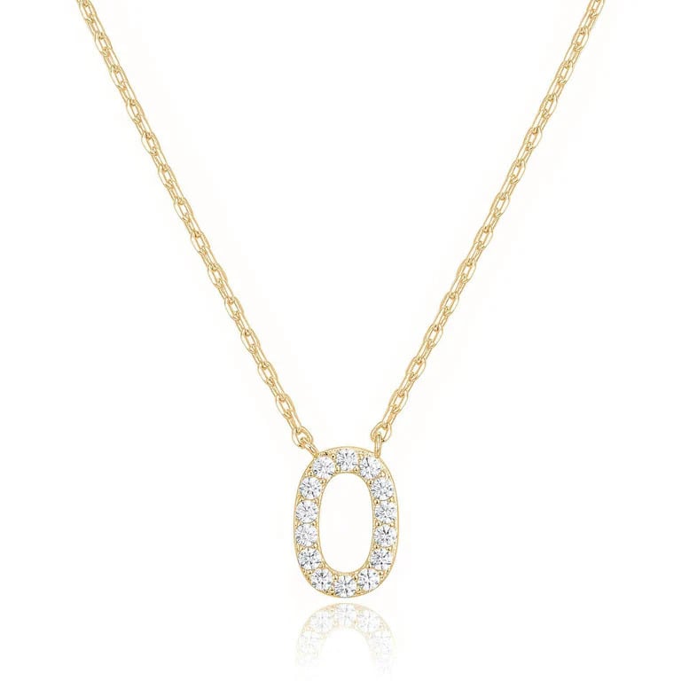 Paris Jewelry 18K Yellow Gold K-T Alphabet Created White Sapphire Necklace Initial Plated Image 6