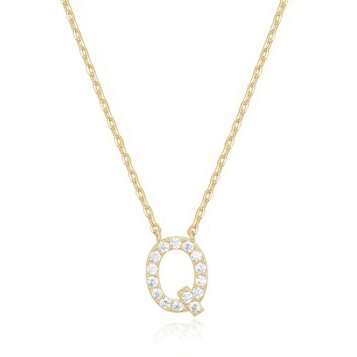 Paris Jewelry 18K Yellow Gold K-T Alphabet Created White Sapphire Necklace Initial Plated Image 8